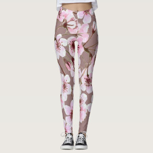 Legging Padrão de Cores de Água das Ramificações de Flor d