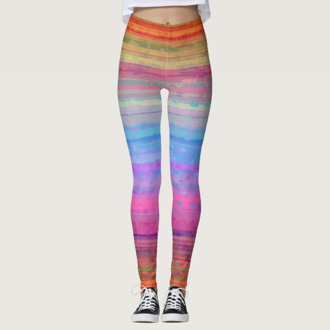 Legging Padrão de cores neon retrô (Frente)