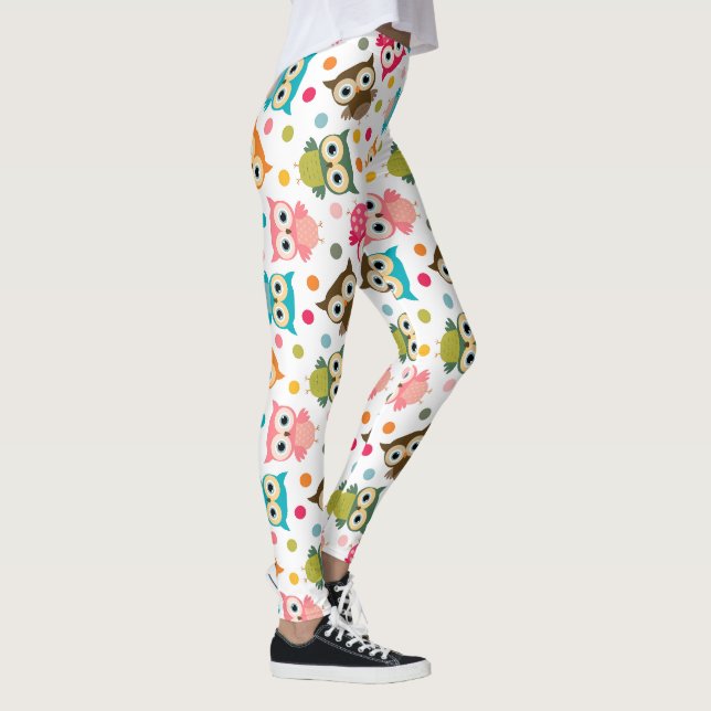 Legging Padrão de coruja multicolorido fofo (Direita)