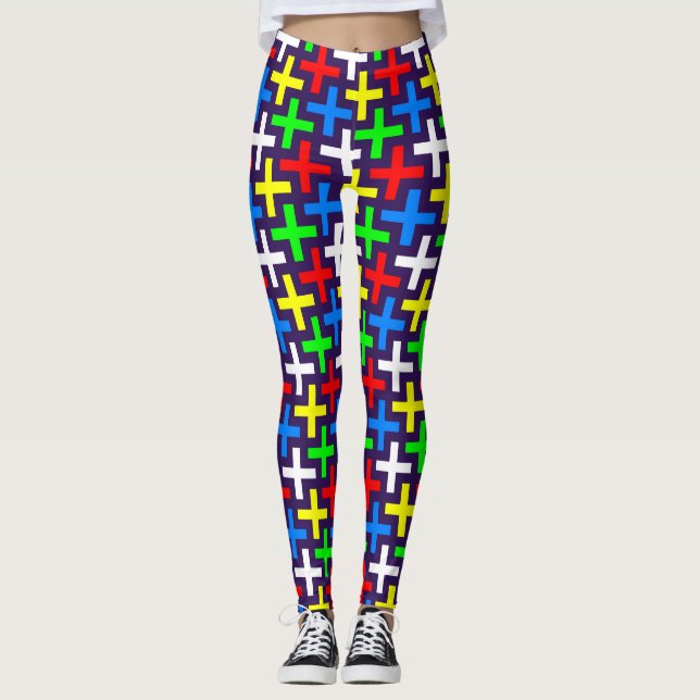 Legging Padrão de cruzes coloridas (Frente)