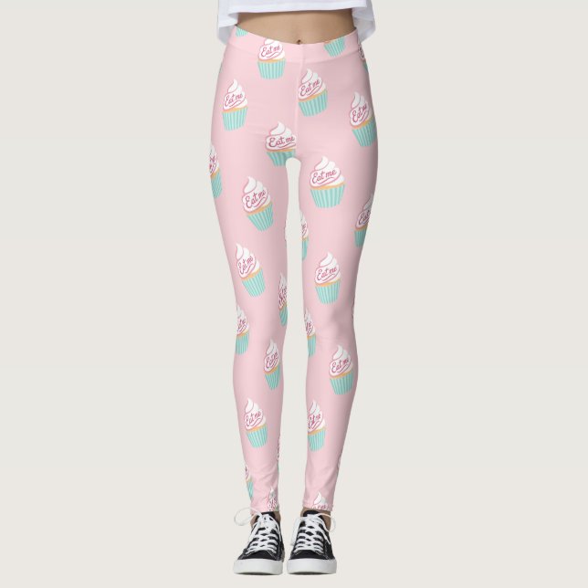 Legging Padrão de Cupcake "Coma-Me" (Frente)