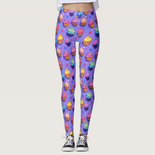 Legging Padrão de Cupcake de diversão de fosco: Panificaçã