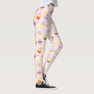 Legging Padrão de Cupcake Rosa