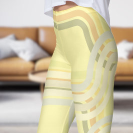 Legging Padrão de Curvas de Creme Amarelo Chic