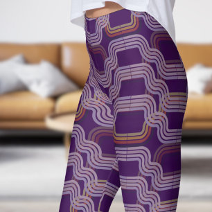 Legging Padrão de Curvas Roxas Escuras Chic