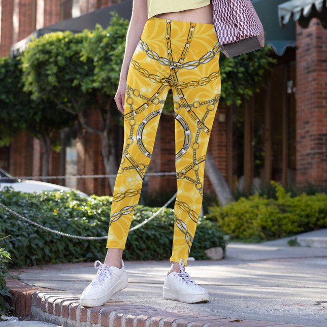 Legging Padrão de Damasco com Corrente (Criador carregado)