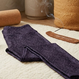 Legging Padrão de Damasco Gótico Ameixa Temperamental