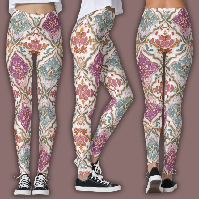 Legging Padrão de Damasco | Terra e Tom de Joia (Criador carregado)