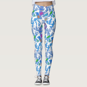 Legging Padrão de dança HipHop L Azul BG