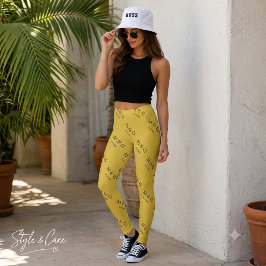 Legging Padrão de Data de Monograma Personalizado Dourado