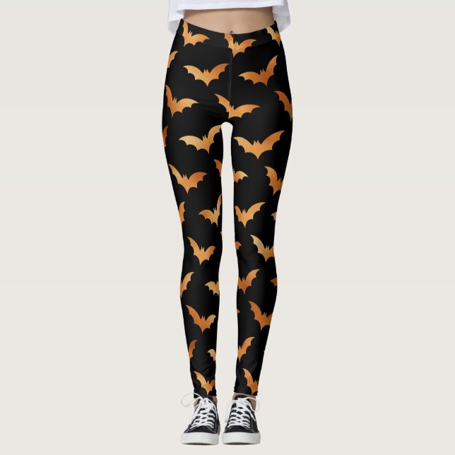 Legging Padrão de Decoração de Bat Spooky no Halloween (Frente)