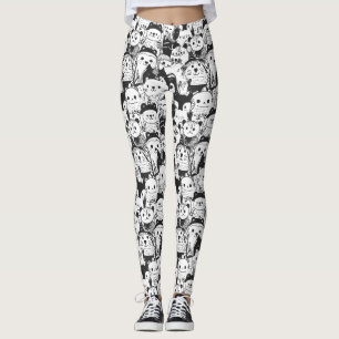 Legging Padrão de Desenho de Animal Kawaii Fofo (1)
