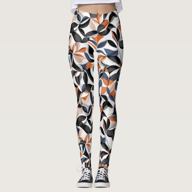 Legging Padrão de Design de Geometria de Fluxo Abstrato Mo (Frente)