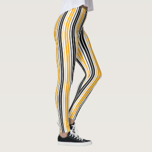 Legging Padrão de Design de Listras Amarelas Pretas e Bran