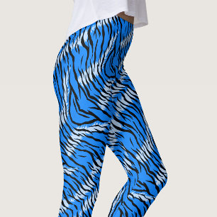 Legging Padrão de Design de Pele de Tigre Azul