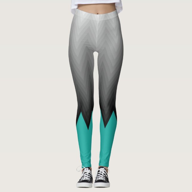 Legging Padrão de desvio da cinza Cor azul turquesa azul p (Frente)