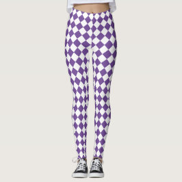 Legging Padrão de diamante com verificação de branco e [Co