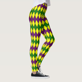 Legging Padrão de Diamante do Arlequim do Mardi Gras