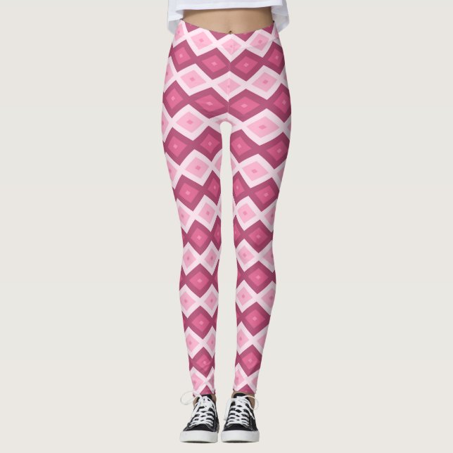 Legging Padrão de diamante rosa (Frente)