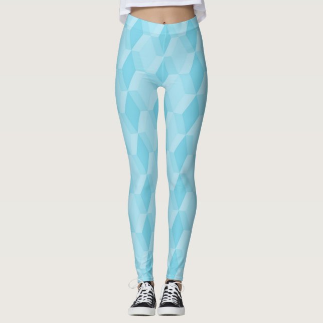Legging Padrão de diamante turquesa pastel (Frente)