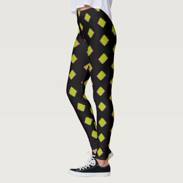 Legging Padrão de Diamante Verde abstrato (Esquerda)
