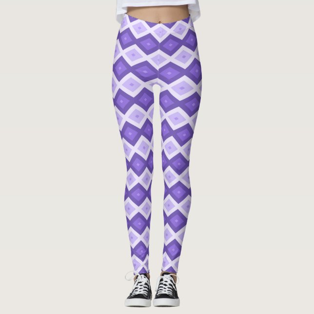 Legging Padrão de diamante violeta (Frente)