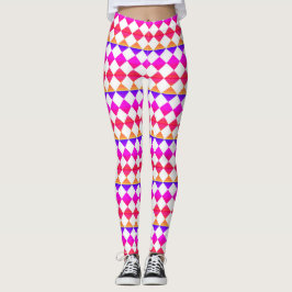 Legging Padrão de Diamante Xadrez Colorido
