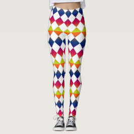 Legging Padrão de Diamante Xadrez Colorido