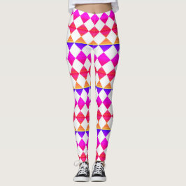 Legging Padrão de Diamante Xadrez Colorido