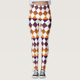 Legging Padrão de Diamante Xadrez Colorido