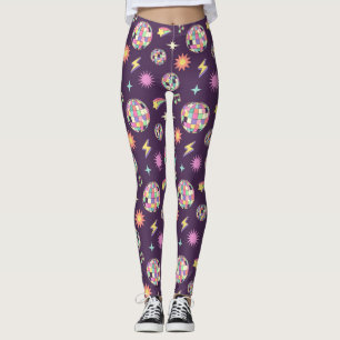 Legging Padrão de Disco do Groovy Retro Colorido
