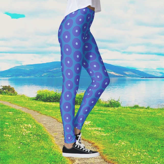 Legging Padrão de Discos Azuis em (Criador carregado)