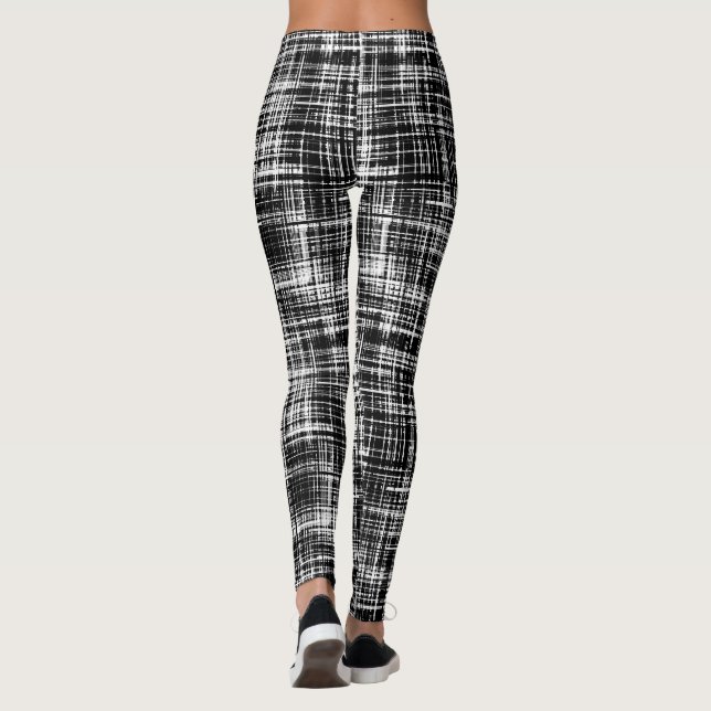 Legging Padrão de distribuição de Abstrato preto e branco (Verso)