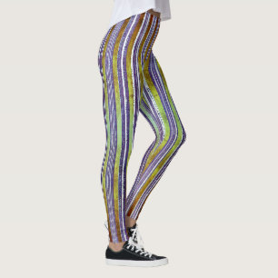 Legging Padrão de distribuição roxa, verde e branca