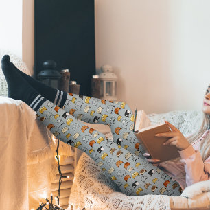 Legging Padrão de Doodle do Rosto de Gato