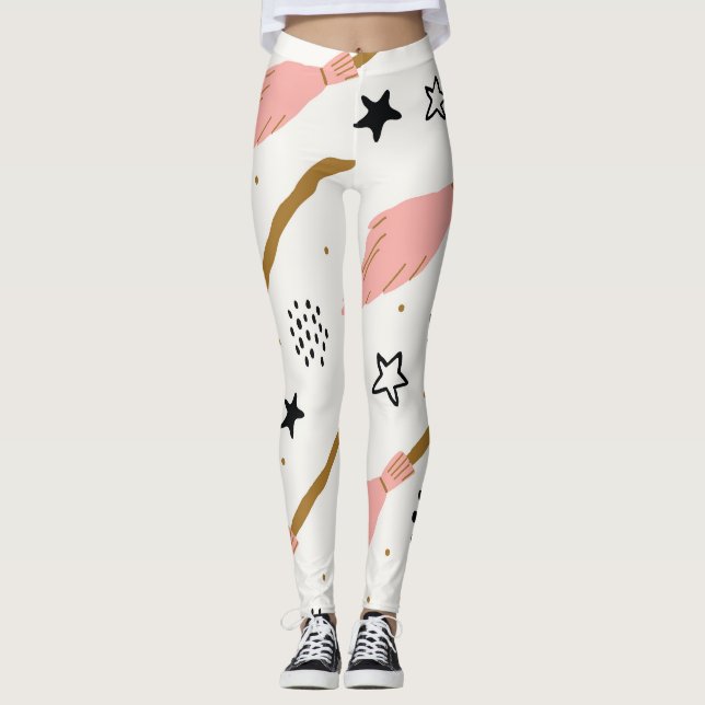 Legging Padrão de Doodle Mágico da Escola de Bruxas (Frente)