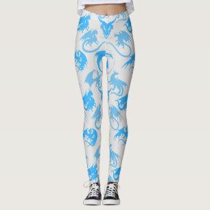Legging Padrão de Dragões de Fogo LBlue LGrey zbg