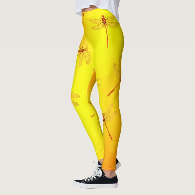 Legging Padrão de Dragonfly Amarela ouro, (Esquerda)