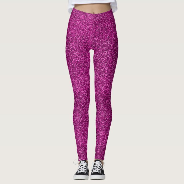 Legging Padrão de Efeito Luminoso Rosa Bonito (Frente)