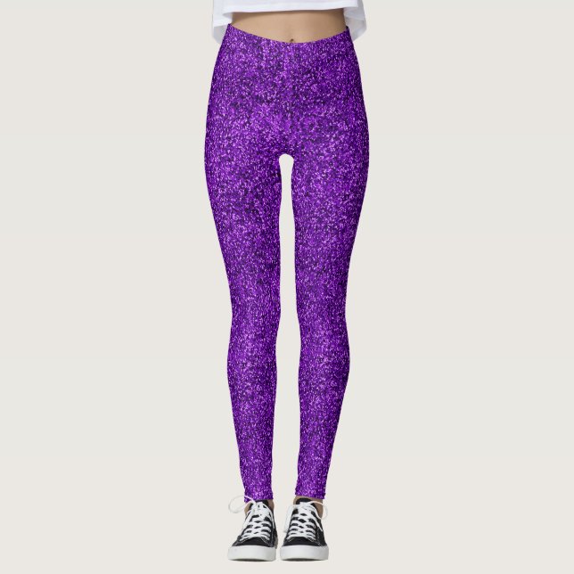 Legging Padrão de Efeito Luminoso Roxo (Frente)