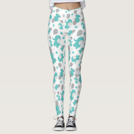 Legging Padrão De Elefantes Azuis, Elefantes Cutes, Estrel