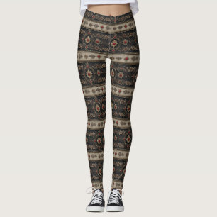Legging Padrão de Elegância Gótica Barroca Rubi