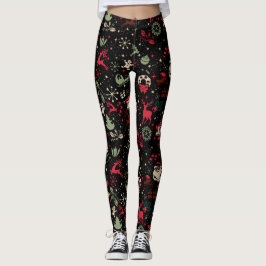 Legging Padrão de Elemento de Natal Antigo
