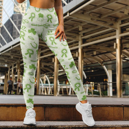 Legging Padrão de Elementos Verdes do Dia de São Patrick