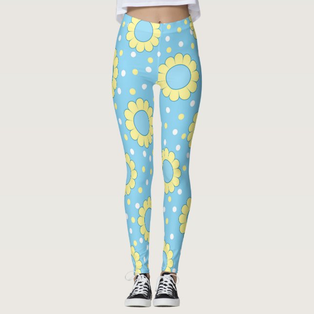 Legging Padrão de energia da ventoinha em azul (Frente)
