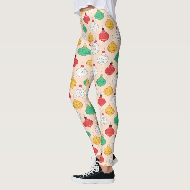 Legging Padrão de Enfeites de natal Retroativos (Esquerda)