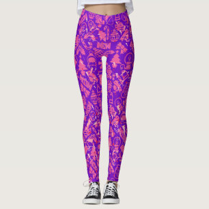 Legging Padrão de enfeites de natal.rosa.07 B Roxo BG