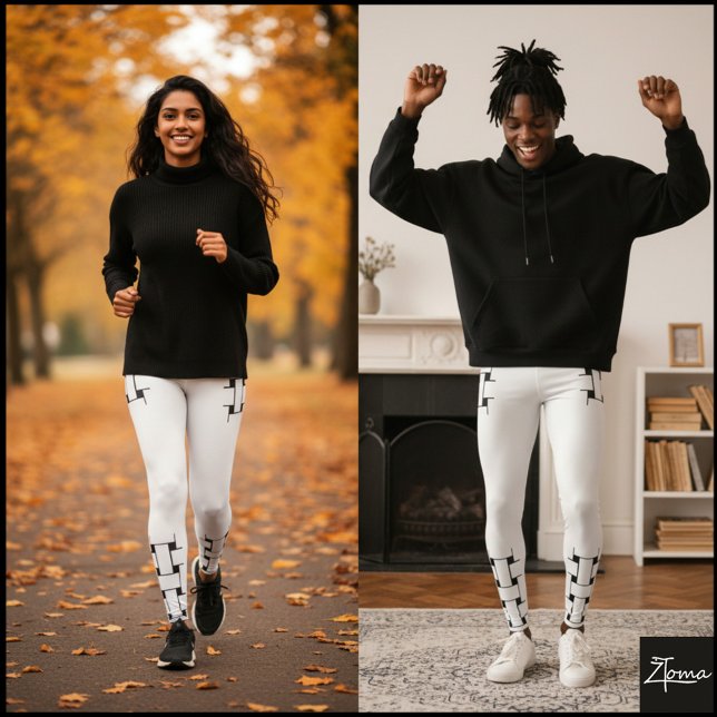 Legging Padrão de entrelaçamento - branco e preto (Criador carregado)