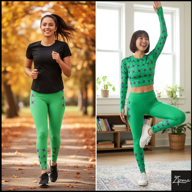 Legging Padrão de entrelaçamento - Verde tealish (Criador carregado)