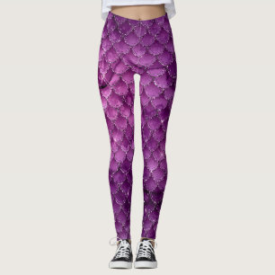 Legging Padrão de Escalas de Sereia de Gama de Ombre Roxo